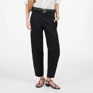 NWT Madewell The Barrell-Leg Utility Pant Garment Dyed Twill Jet Black Size 4